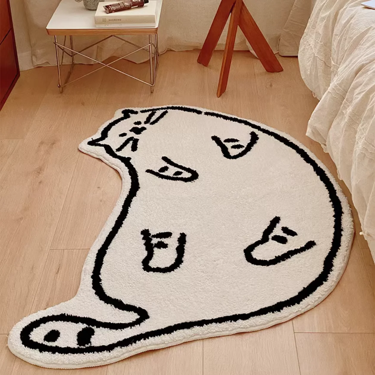 VIKAMA 3D Cartoon Cat Rug Soft to the Touch Durable Perfect for Bedside or Living Room Creates a Warm and Soothing Atmosphere