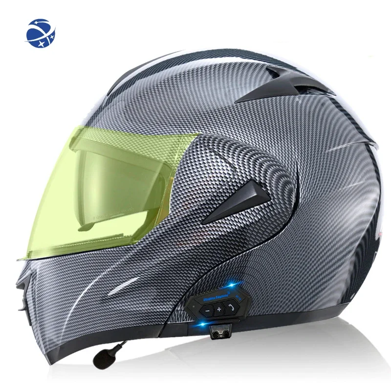 Blue  tooth bright imitation carbon fiber helmet blue tooth headset motorcycle  bike helmate motorcycle helmet foshan helmet