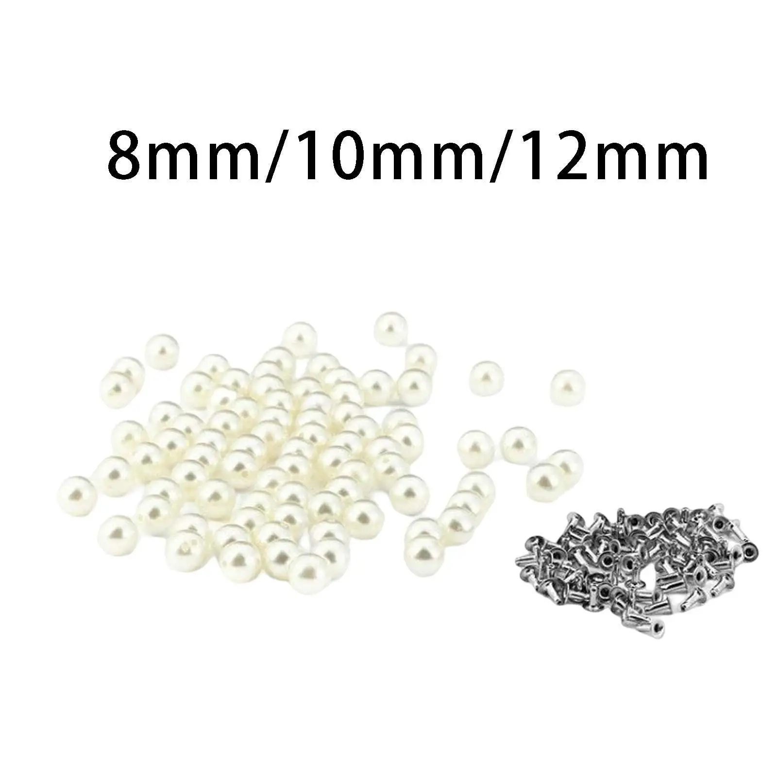 100Pcs Pearl Rivets Single Half Hole Beads Button for Crafts Hat Leather Bag