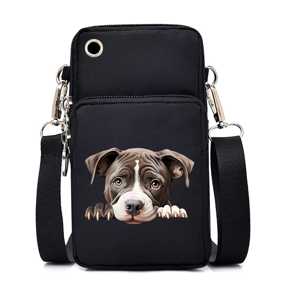 Simpatiche borse e borsette con stampa di cani 3D Mini borsa per cellulare femminile Borsa a tracolla piccola con cerniera per animali dei cartoni