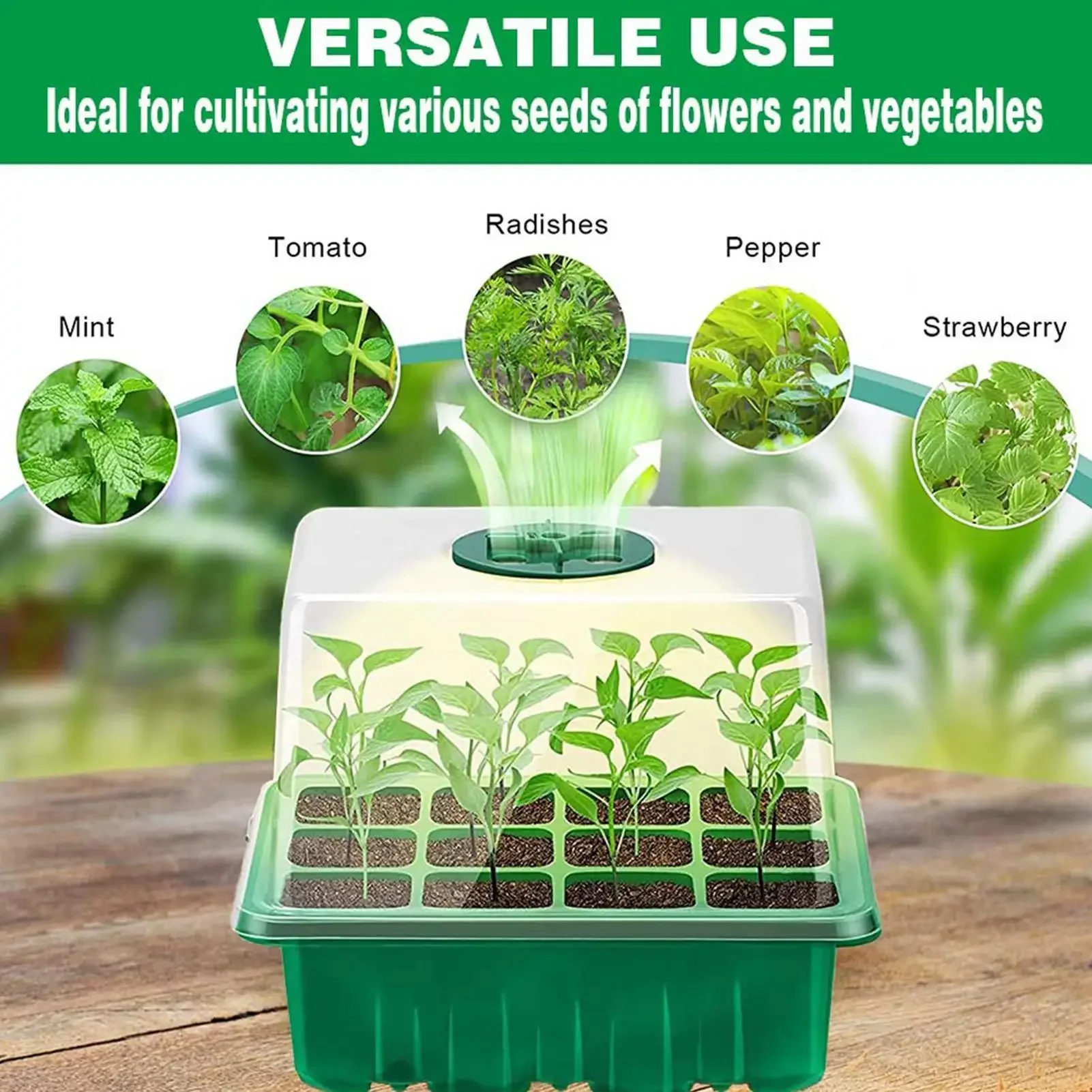Plant Starter Trays Reusable Space Saving Adjustable Brightness Holder Seedling Starter Tray Kit For Beginner Gardeners Friends