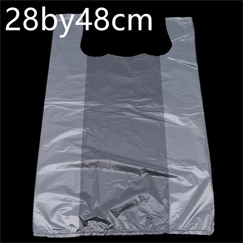 Storage Bags Home Organizers Home Supplies 100pcs  Transparent Bags Shopping Bag Plastic Supermarket Bags With Food Handle