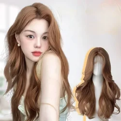 Long Wavy Light Milk tea brown Synthetic Lace Wigs for Women Natural Wave Cosplay Women Party Daily Use Hair Wigs Heat Resistant