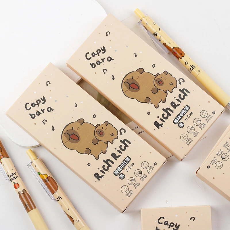 6 Stuks Kawaii Capybara Gel Pen Sneldrogend Schrijven Glad Drukken Pennen Schoolbenodigdheden Esthetische Pennen Leuke Student briefpapier