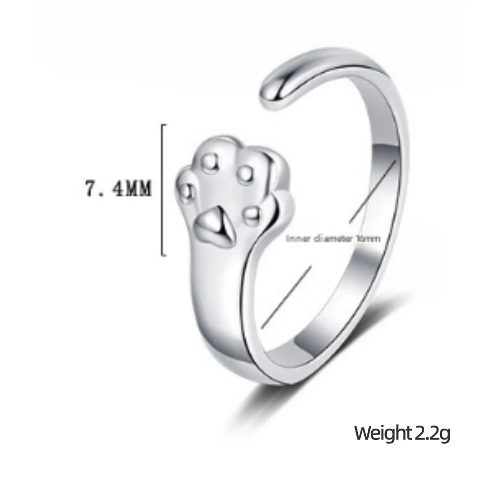 خاتم من الفضة الإسترليني عيار 925 أنيق على شكل قطة حلوة على شكل مخلب قطة هدية للذكرى السنوية لحفلات أعياد الميلاد #6