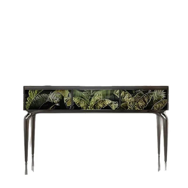 

French light luxury door cabinet high-grade sense crystal porcelain diamond decorative cabinet design sense stainless steel art