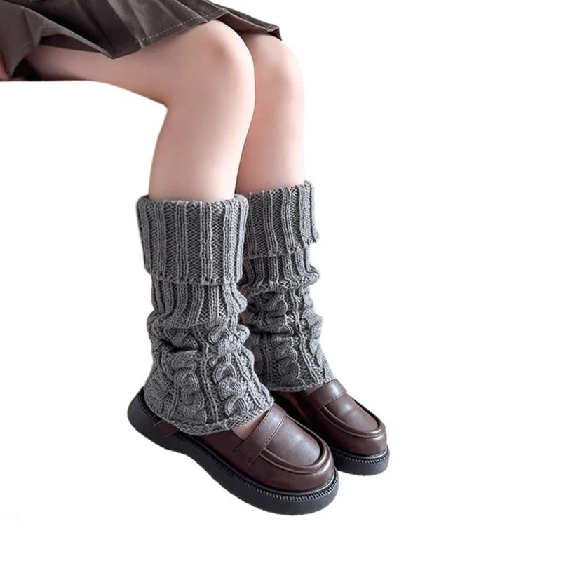 97BE Kids Leg Warmers for Winter Spring Lolitas Girls Knee High Socks Long Warm Leg Covers Knit Breathable Stockings