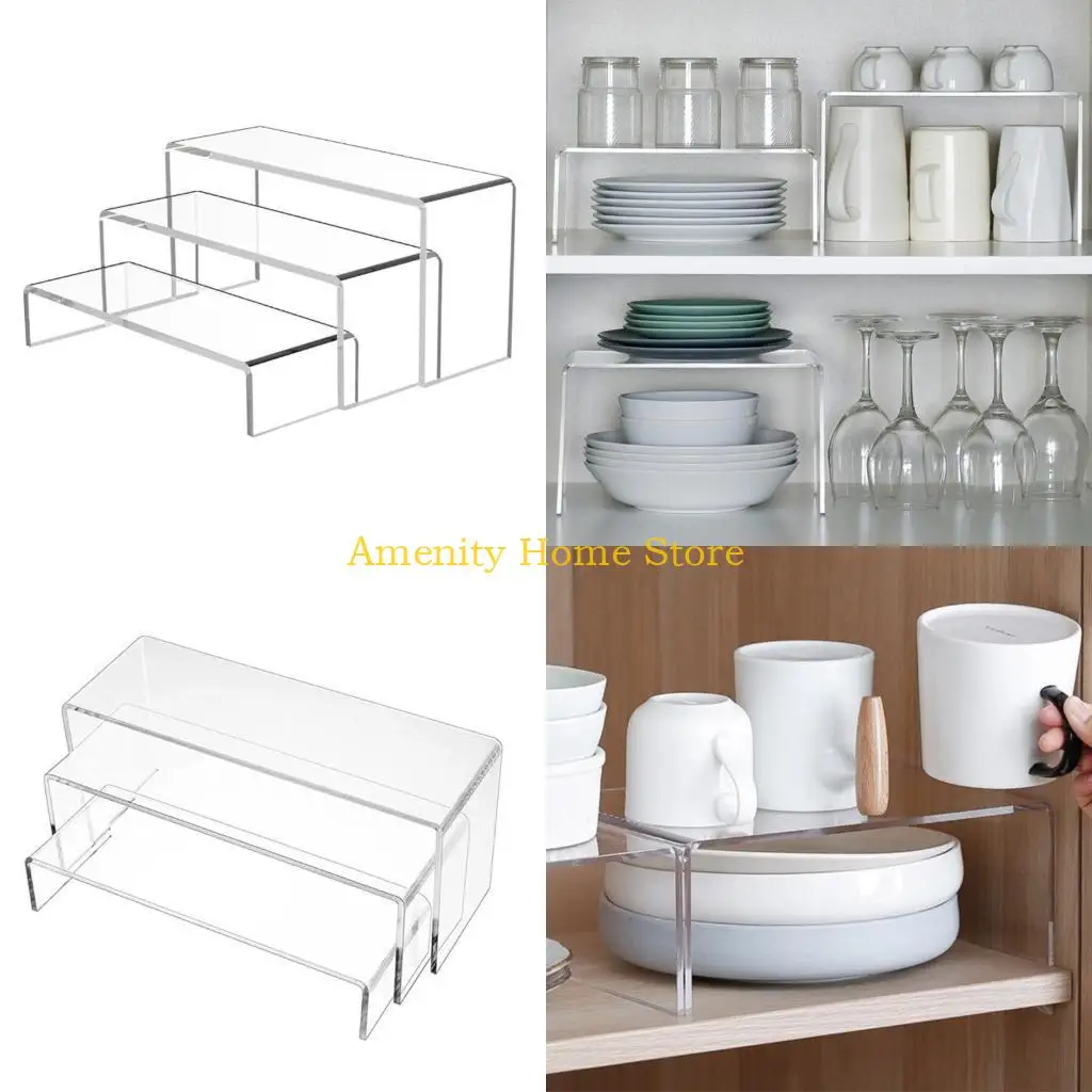 

F26C Clear Acrylic Stand Set for Displays Perfumes Risers Shelf Cupcake Display Risers Upgrades for Cosmetics & Accessories