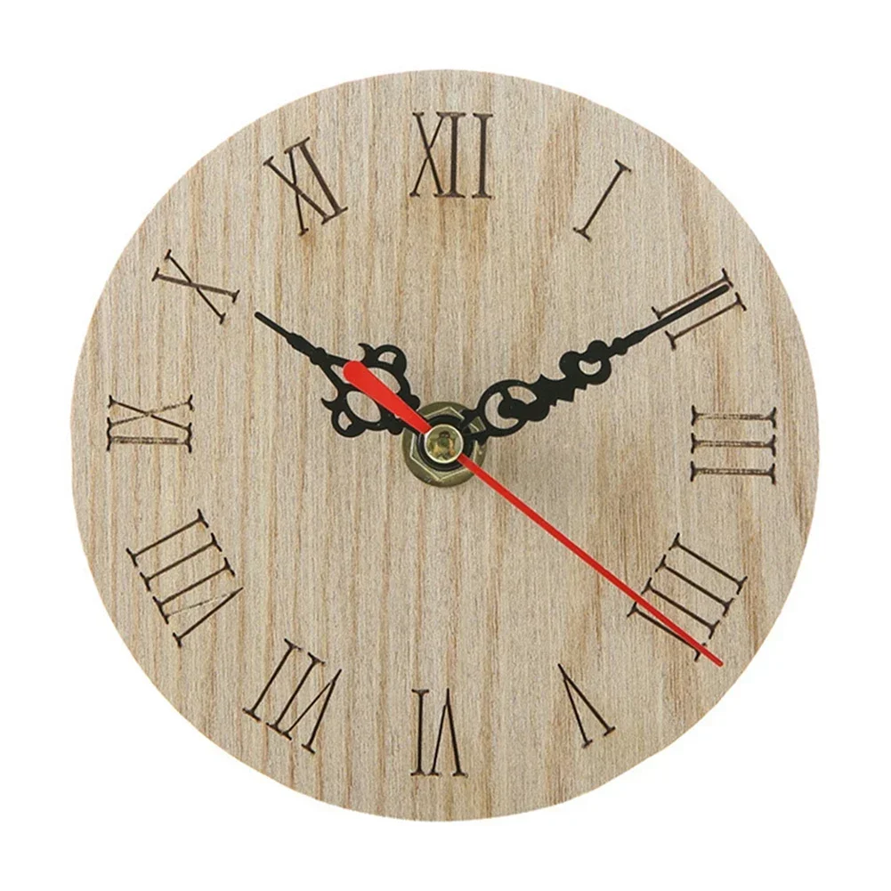 1pcs Wall Clock Versatile Placement Clock 12cm Classic Retro Hang Wall Clock Home Decor Wooden Wall Clock Practical DIY Clock