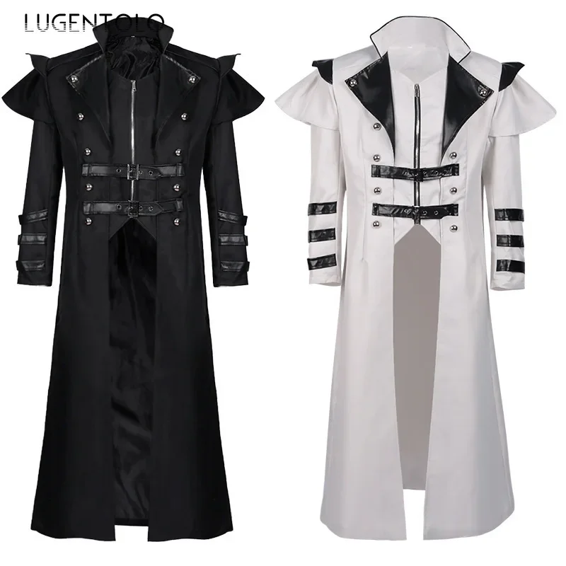 

Men Medieval Gothic Trench Long Coats Court Costume Retro Casual Male Button Zipper Loose Party Bloodsucker Clothing