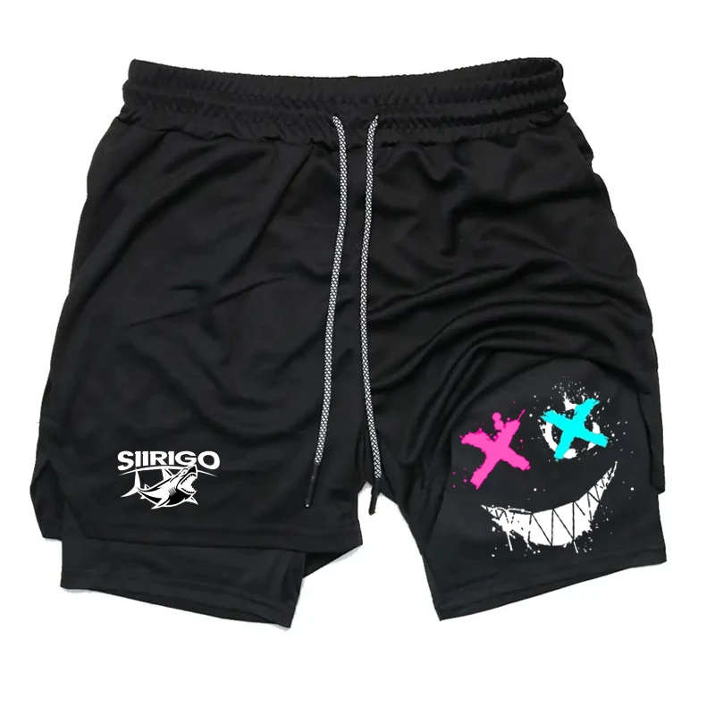 Men'S Double-Layer Quick-Drying Breathable Sports Training Running Shorts New Summer Trend Casual Beach Jogging Sports Shorts