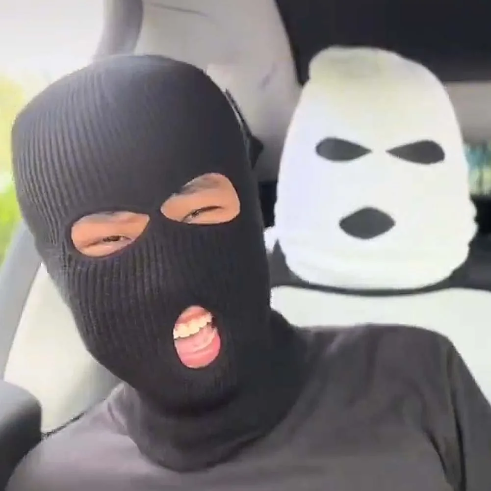 Car Seat Headrest Cover Balaclava 3Hole Mask Full Cover Halloween Styling Car Decoration for Tesla BMW Benz - Image 3