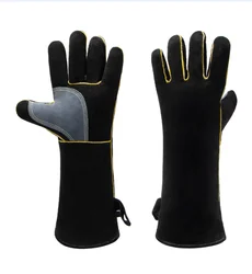 Extreme Heat Fire Resistant Gloves Leather Perfect for Fireplace Stove Oven Grill Welding BBQ Pot Holder