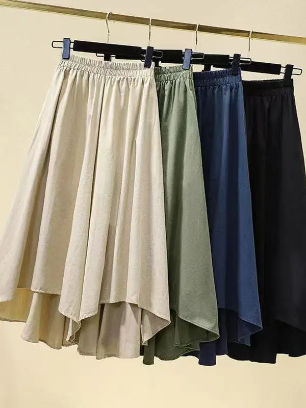 

plus Size Summer Casual Loose Wide Leg Skirt Pants for plus Size Women High Waist Long Pants Korean Style Polyester Fiber
