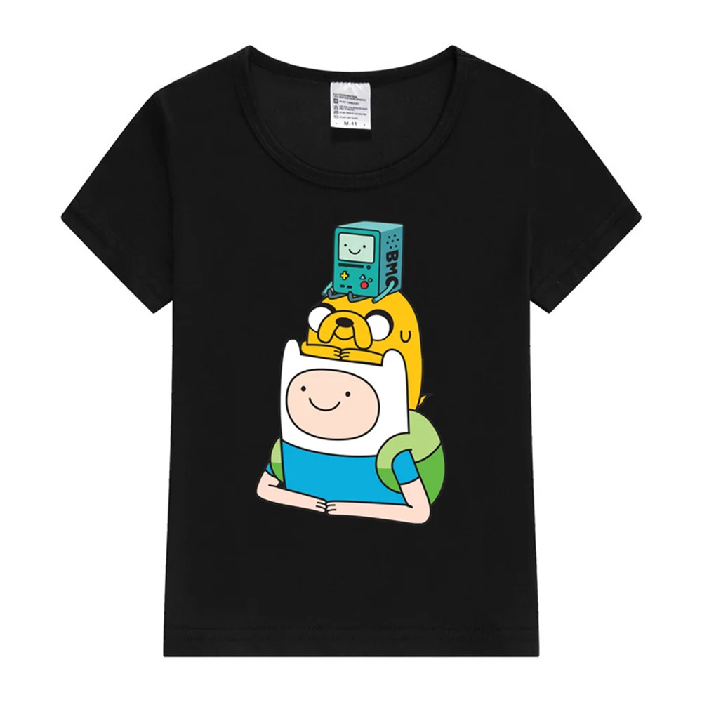 Finn Jake BMO Kids T-Shirt 2024 Girls T-Shirt Cute The Kids Print Summer Fashion Girls Clothes Short Sleeved T-Shirt Tops