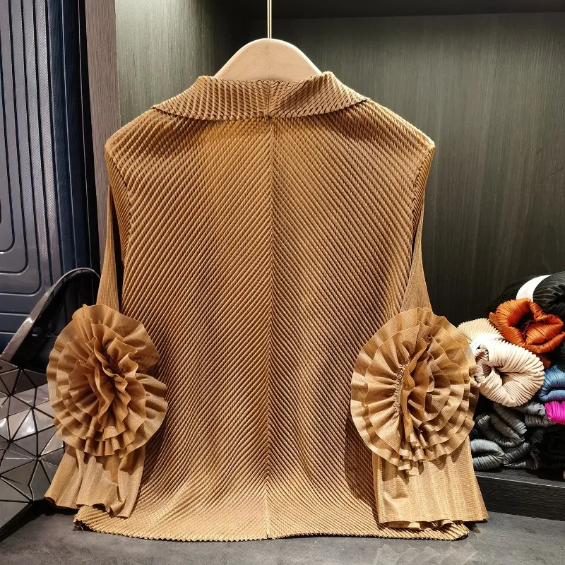 مياكي سترة مطوية المرأة مزاجه أنيقة التنين مقياس مطوي السترة 2025 خريف جديد ورود للزينة نماذج الترفيه الصلبة #5