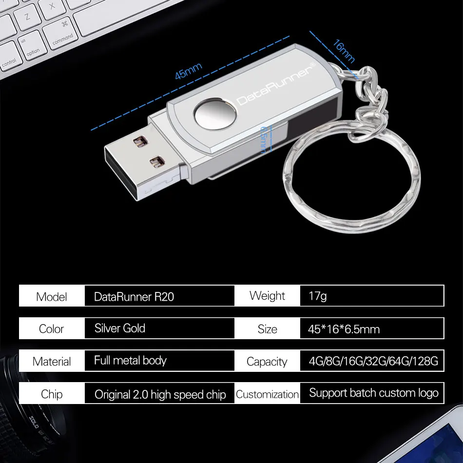 DataRunner USB Flash Drive Key Chain Pen Drive 4GB 8GB 16GB 32GB 64GB 128GB Pendrive Memory Stick 2.0 Thumbdrive