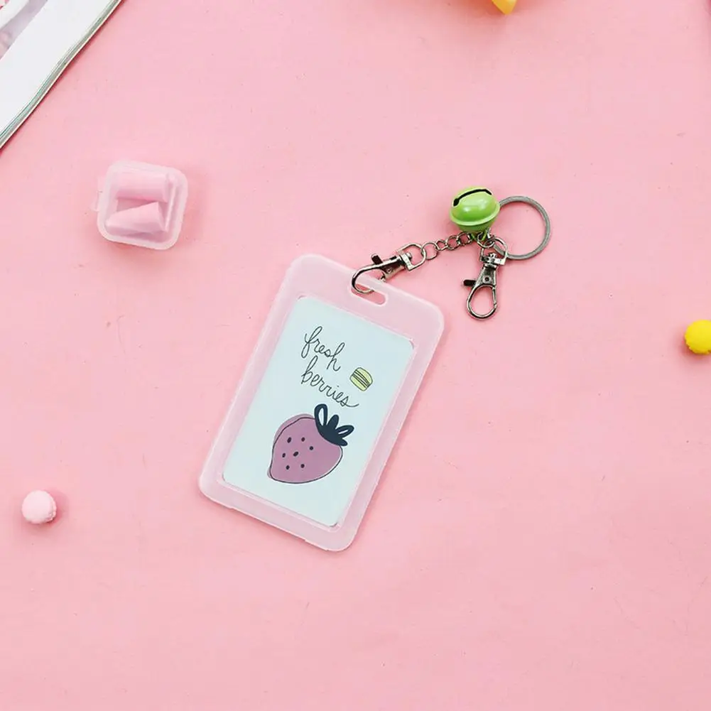 Useful Card Bag Dust-proof Mini Cartoon Meal Card ID Card Key Ring Sleeve  Hanging Design Card Cover for Daily Use