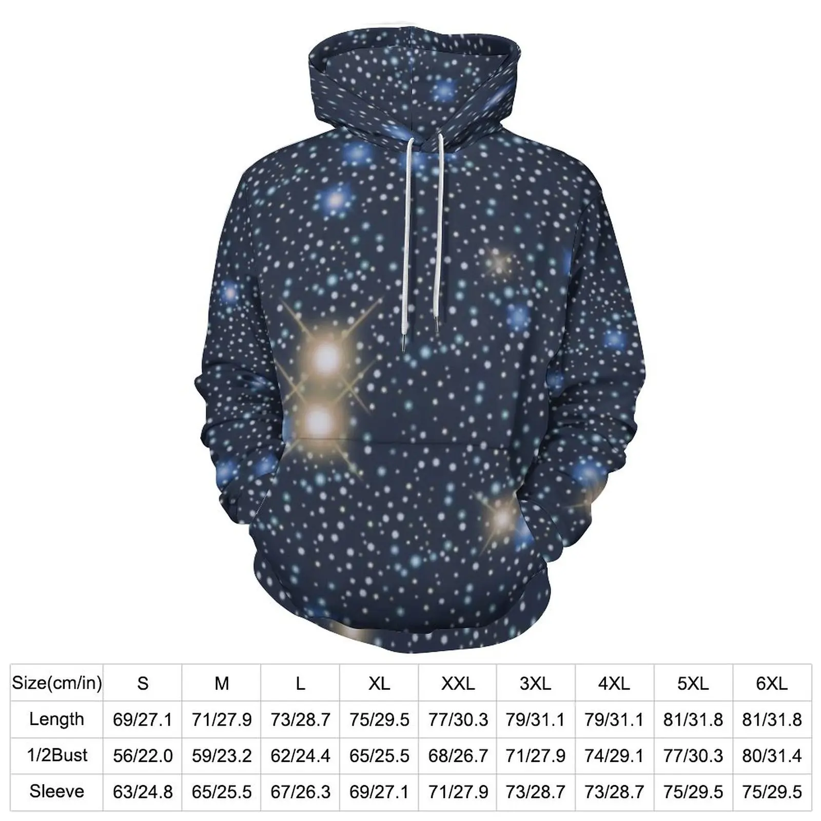 Dark Blue Galaxy Hoodies Vivid Sparkle Stars Street Wear Casual Pullover Hoodie Long Sleeve Trendy Graphic Sweatshirts Gift