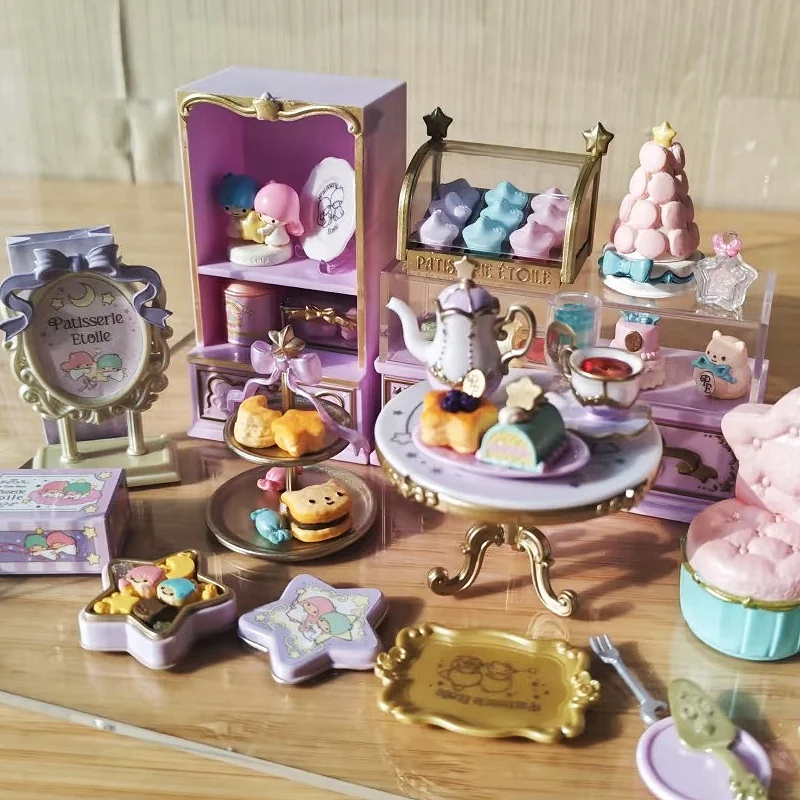REMENT Little Twin Stars Sanrio Patisserie Etoile Miniature Food Play Blind Box Cake Shop Micro Scene Dollhouse Decoration