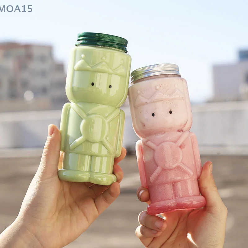 350ML Christmas Soldier Shaped Water Bottle Milk Tea Bottle Coffee Juice Bottle Portable Drinking Cup Milk Tea Shop Home Bottle