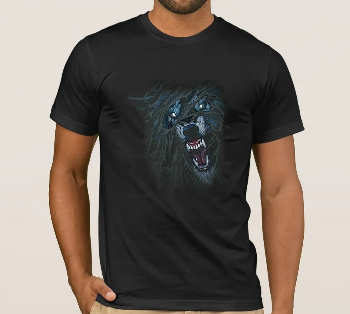 Fierce Growling Wolf Wilderness Lone Wolf Art T-Shirt 100% Cotton O-Neck Summer Short Sleeve Casual Mens T-shirt Size S-3XL