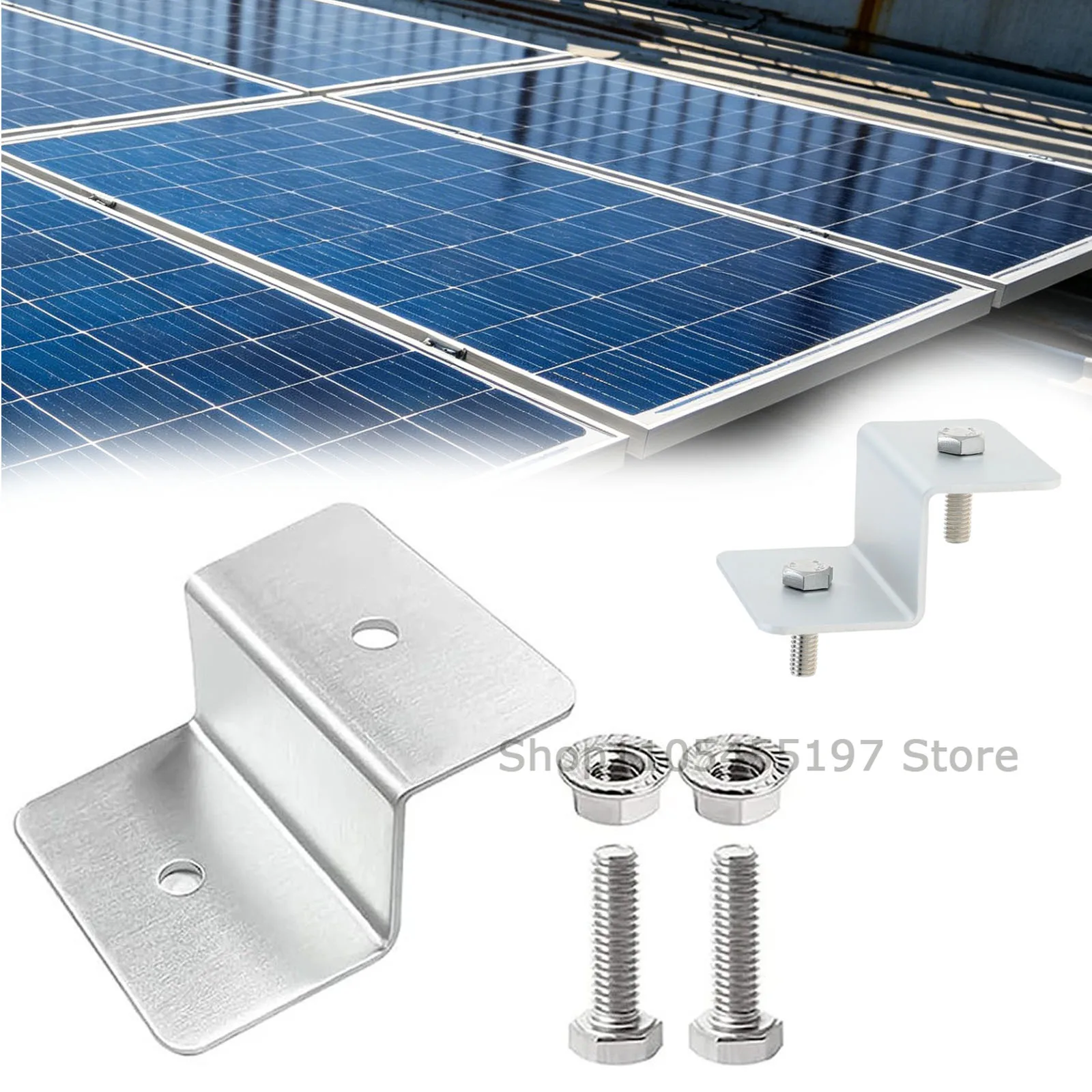 4PCS Universal Z Shape Aluminum Alloy Solar Panel Mounting Bracket Lightweight Solar Panel Bracket with Nuts Bolts for RV Yacht