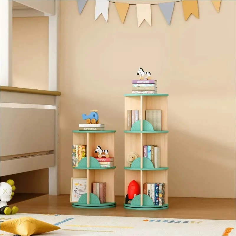 Echo Modern Wooden Revolving Storage Kids Bookcase Rotating Bookshelf for Preschool Bedroom or Living Room