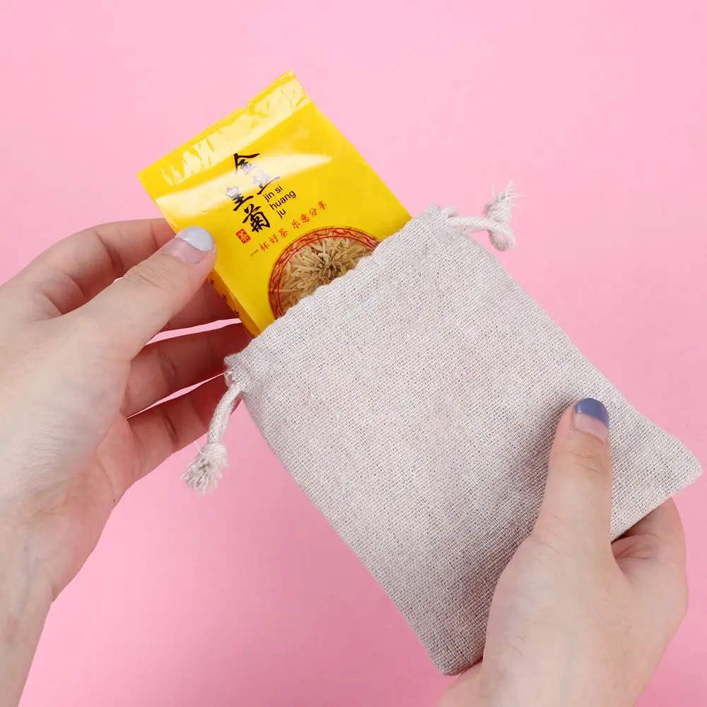 New Food Storage Cotton Plain Jute Gift Bags Candy Organizer Drawstring Pouch Wedding Favor