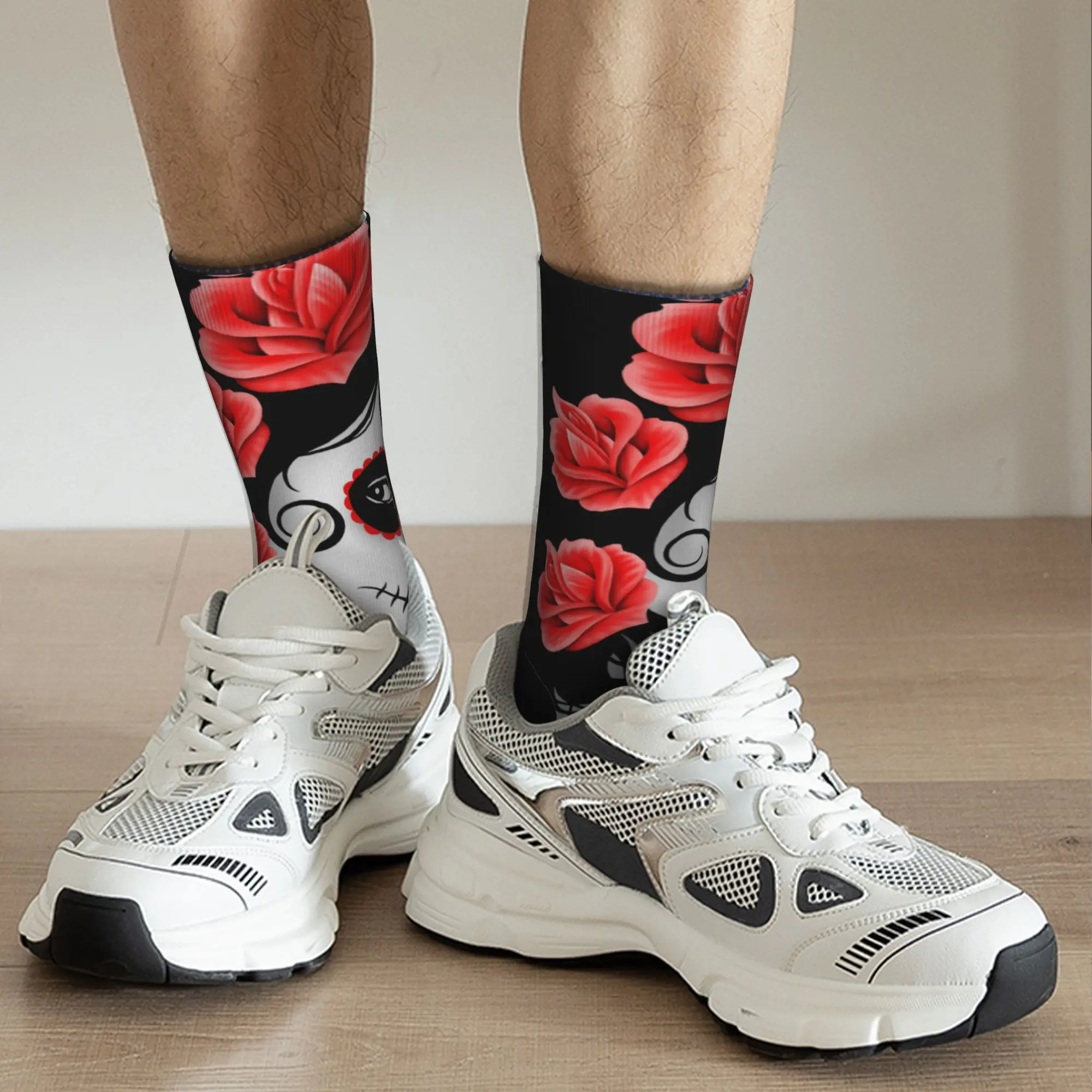 Day of the Dead Sugar Skull Girl 1 Socks Men's Women Polyester Fashion Socks Spring Summer Autumn Winter Middle Tube Socks Gift