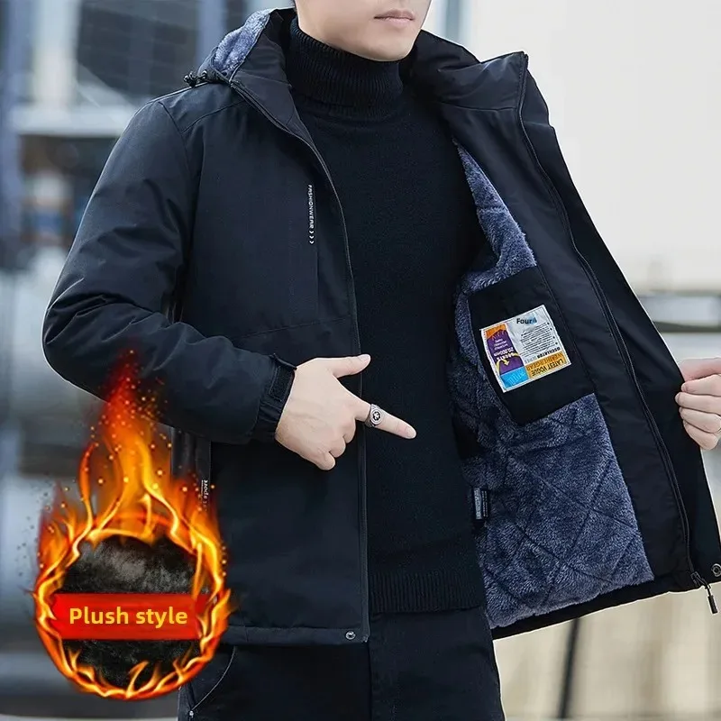 

New Men's Winter Thickened Jacket Outdoor Climbing Windproof Waterproof Warm Coat for Cold Weather Mountain Hiking Male Casual