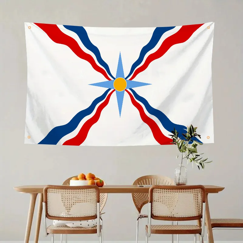 1pc Assyrian Flag Flags And Banners Four Hole Polyester Outdoor Decor Room Aesthetic