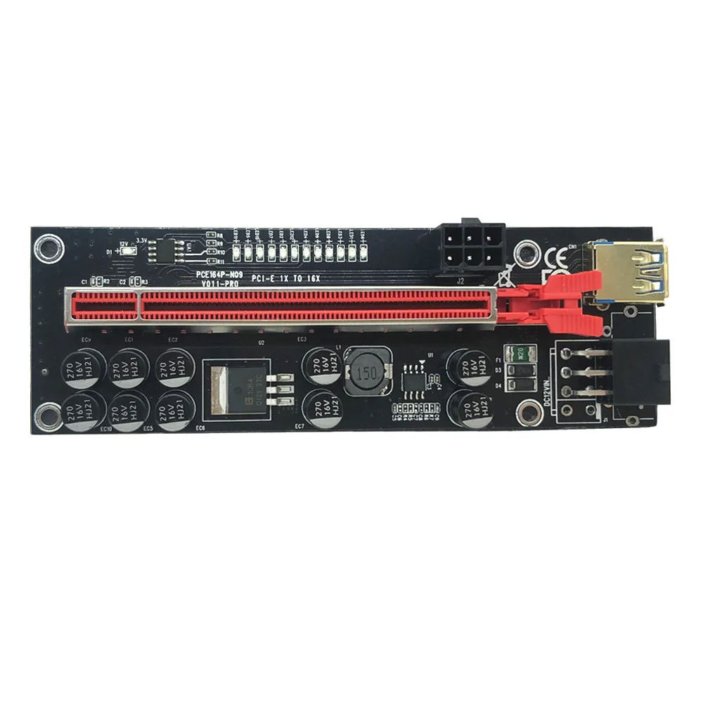 VER011 PCIE Riser Card 011, 011, Extensor PCI Express X16, 0.6M, Cabo USB 3.0, SATA para 6P Power Riser para Mineração de Placa de Vídeo, 1-10Pcs