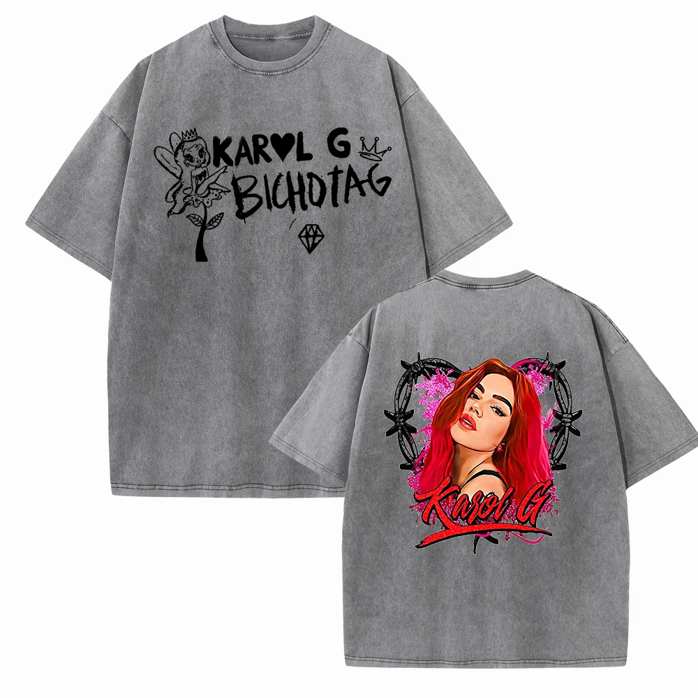 Karol G Bichota 2024 Tour Shirts Harajuku Vintage O-Neck Short Sleeve Cotton Man Woman T-Shirts Gift Tops