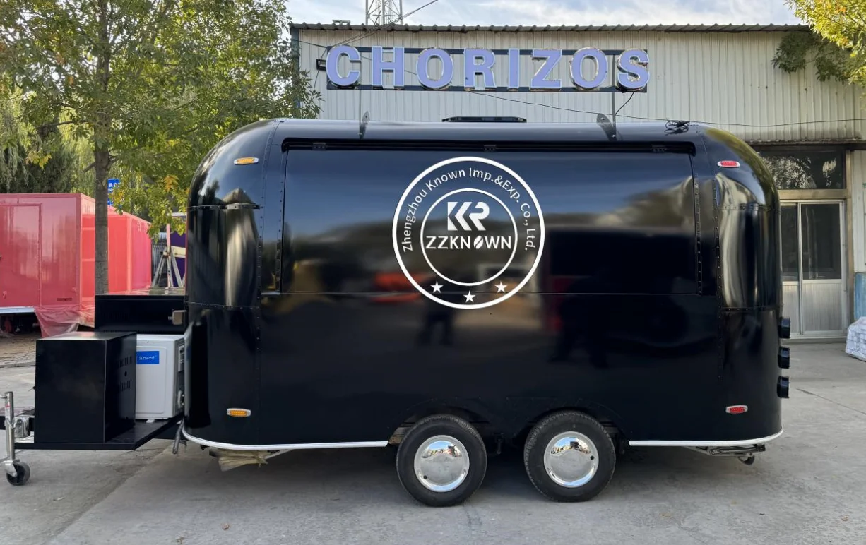 Remorque mobile en acier inoxydable Airstream, petit chariot de vente de nourriture rapide, hot-dog, café, crème glacée, camion de restaurant à vendre