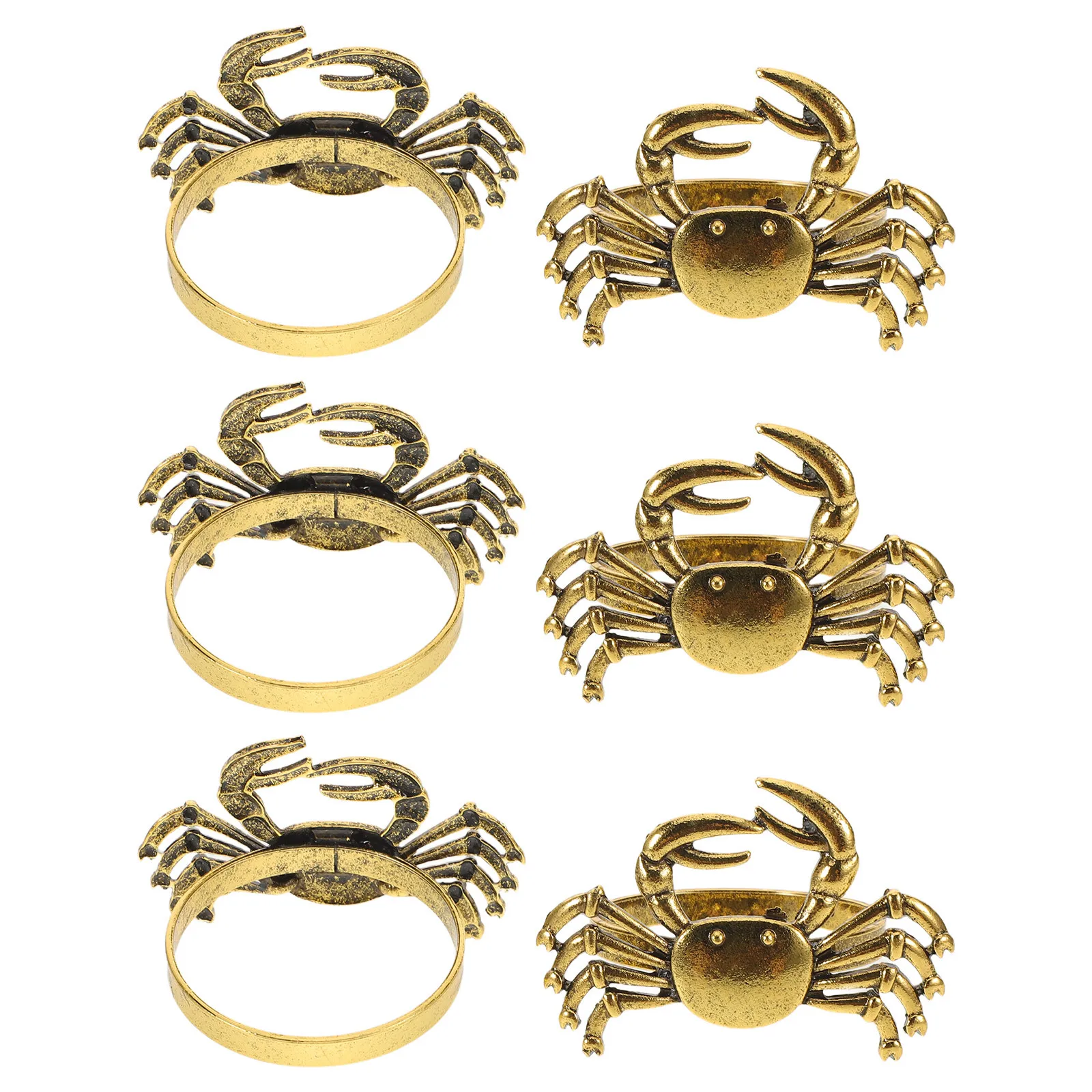 

6Pcs Crab Napkin Rings Ocean Themed Metal Holders for Wedding Engagement Banquet Coastal Table Party Crab Rings