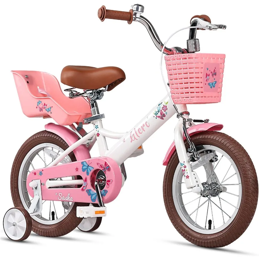 

Sasha Girls Bike 12-20 Inch Bike for Ages 2-13 Years Old Retro Vintage Style Bicycle with Doll Bike Seat Basket and Training Wh