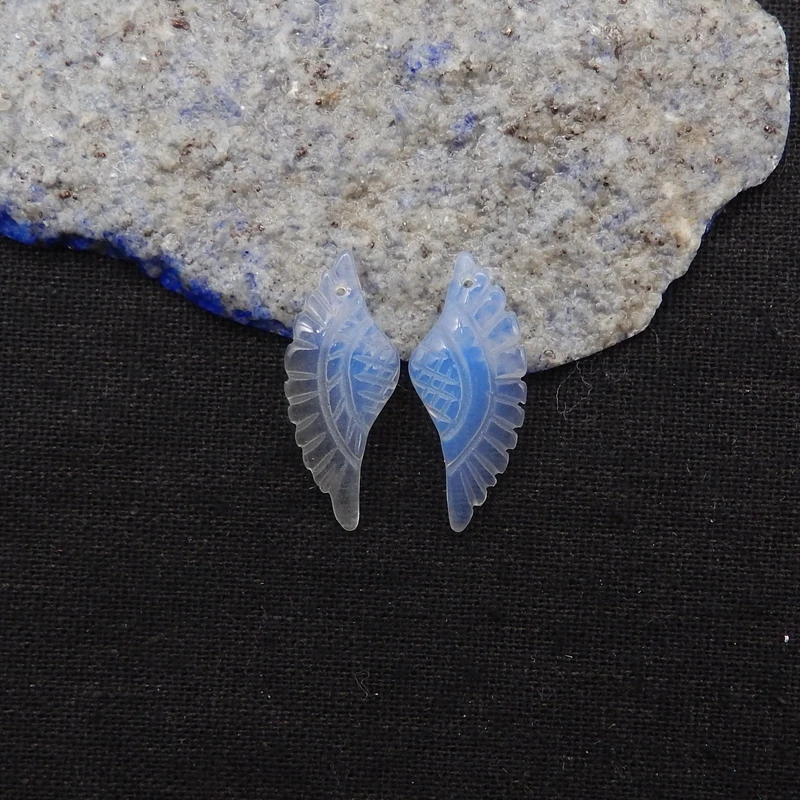 

Hot Sale Trendy Opalite Carved Wings Earring Beads Fashion Jewelry Accessory For Women 28x11x3mm 2.5g