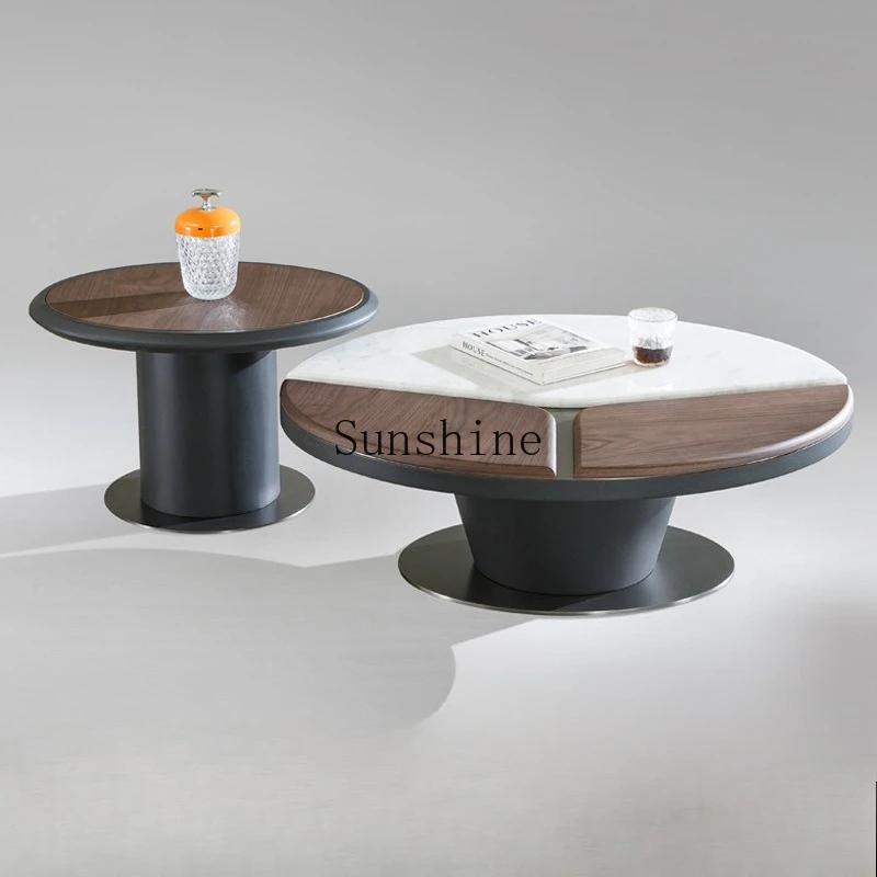 

Italian high-end natural luxury stone coffee table combination household living room round tea table
