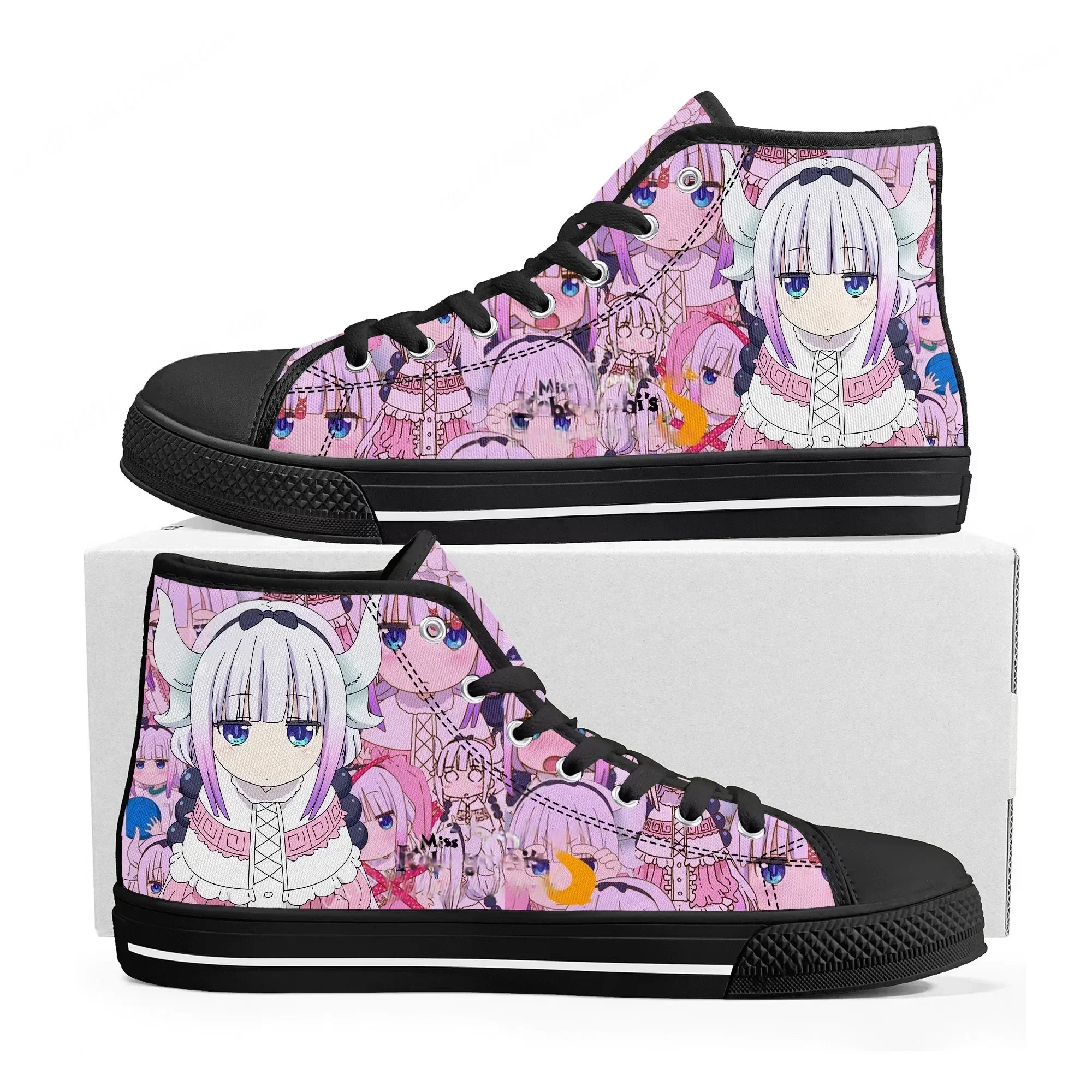 

Miss Kobayashi Dragon Maid High Top Sneakers Men Women Teenager Tohru High Quality Canvas Sneaker Anime Casual Custom Made Shoes