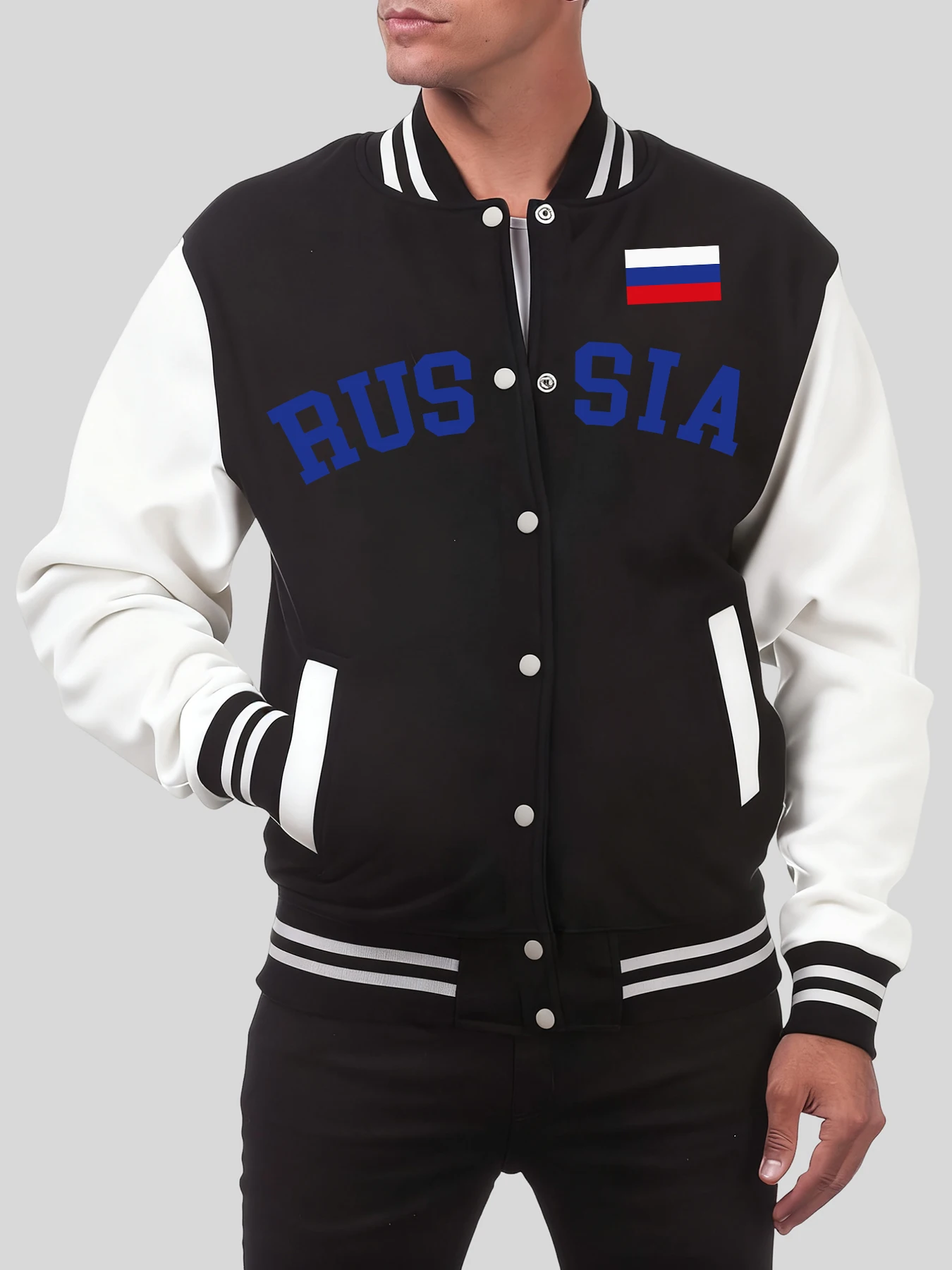 

Russia National Letter Prints Male Baseball Jersey Hip Hop Fleece Streetwear Autumn Casual Clothes Fashion Street Jackets