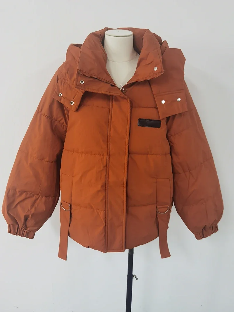 Juspinice Cappotto imbottito in cotone con cappuccio corto allentato in piumino oversize da donna Giacca invernale lunga e spessa Nuova tendenza Abbigliamento per il tempo libero