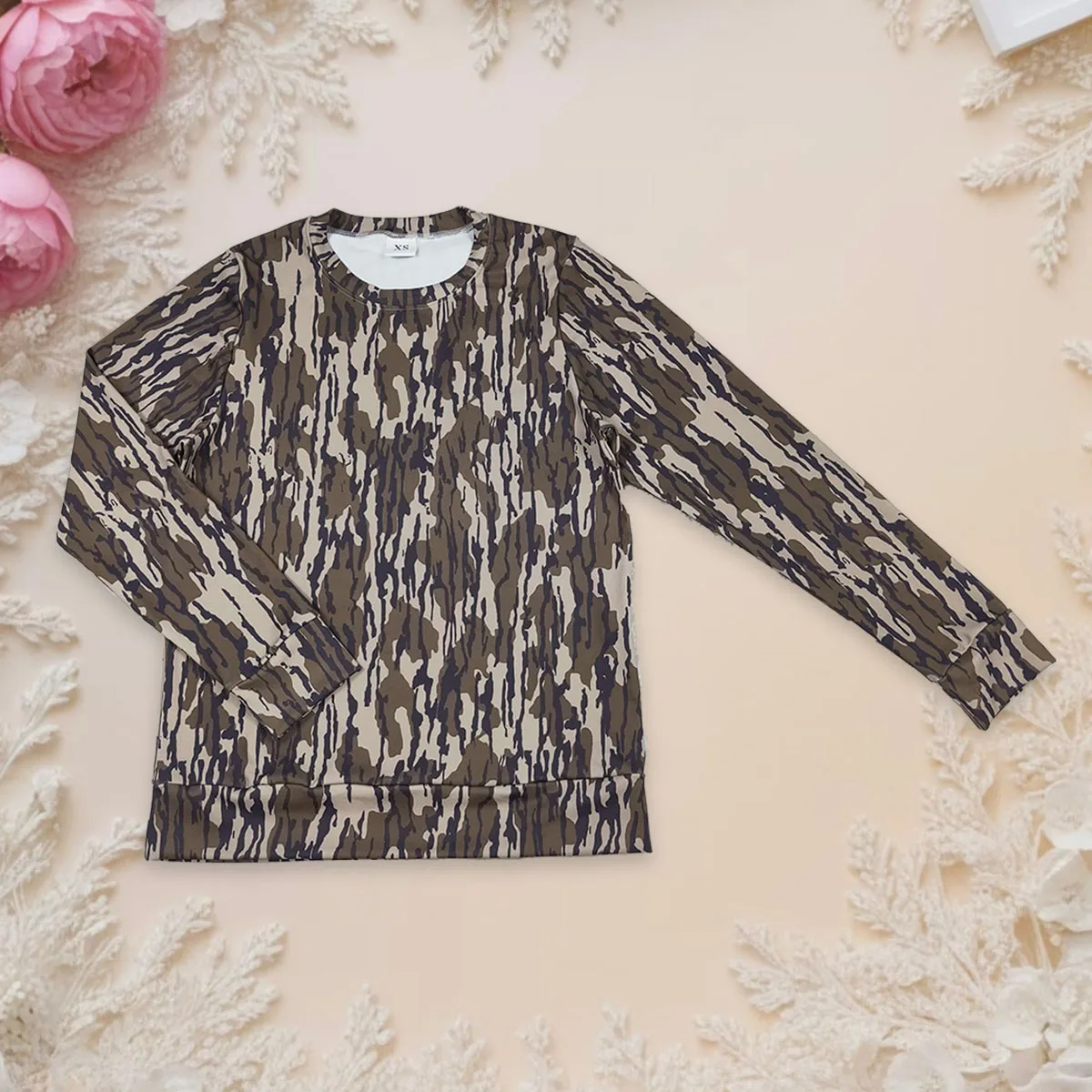 

New Arrival Adult Women Girl Long Sleeve Olive Camo Tee Shirts Tops Woman Yoga Active Fashionable Mother One Piece Clothing