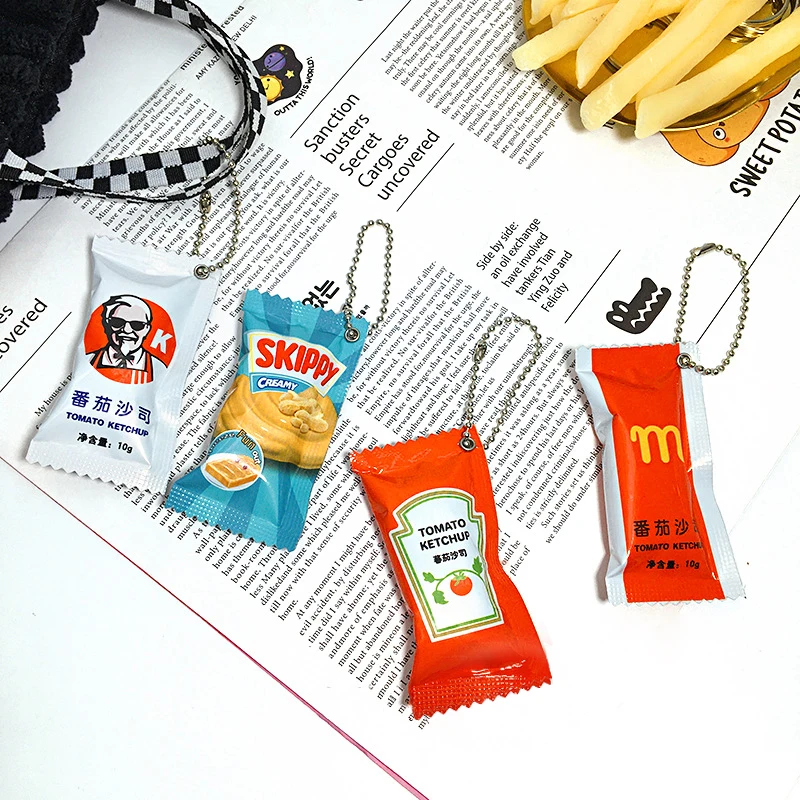 محاكاة كاتشب الطماطم المفاتيح مضحك الغذاء الصغير اللعب كاتشب حقيبة قلادة هاتف الإبداعية حقيبة اكسسوارات الديكور الهدايا