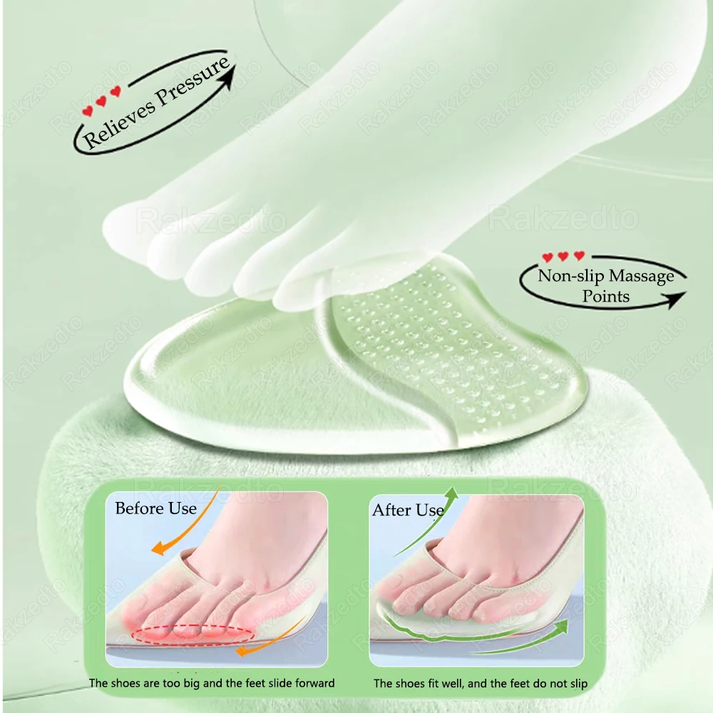 Coussinets de coussin d’avant-pied en silicone pour femmes Talons hauts chaussures antidérapantes Soulagement de la douleur du pied Coussinets métatarsiens Semelles de chaussures en gel pour sandales