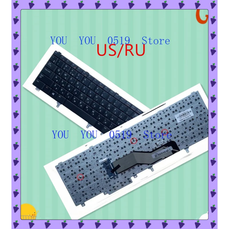 Teclado de laptop US/RU para Dell Latitude E6520 E5520 E5530 E6530 M4700 M6700 M4600 M6600 M4800 M6800 E6540 P14F P15G P19F