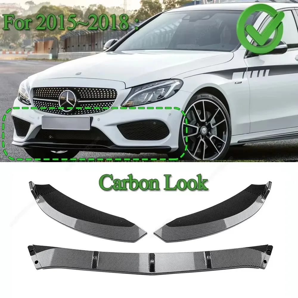Auto Voorbumper Lip Splitter Voor Mercedes C Klasse W205 C205 S205 C160 C200 C180 C300 C400 C450 AMG 2015-2021 Diffuser Body Kit