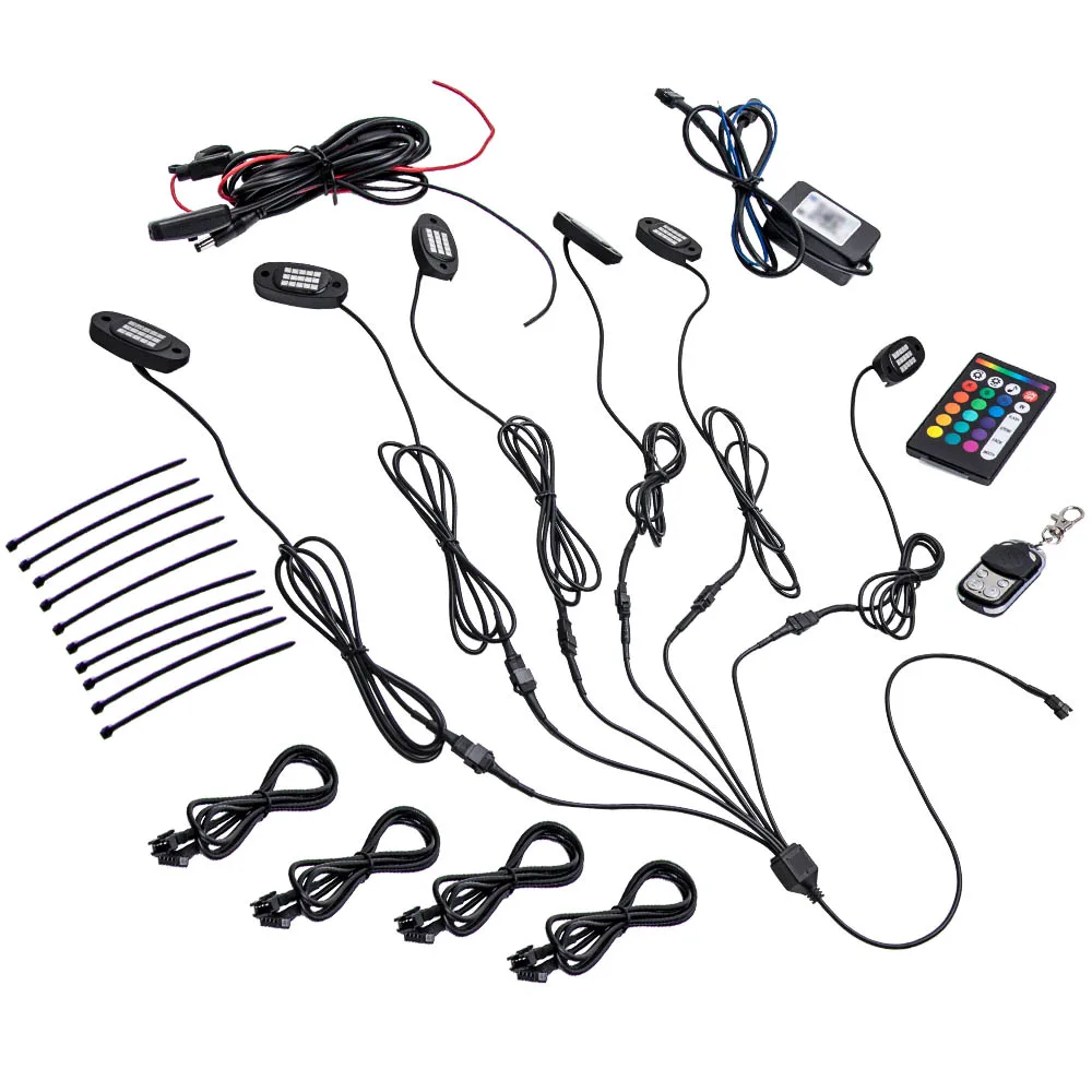 RGB LED Rock Lights 6 Pods Lights APP Control For Pickup ATV SUV Truck x6 6PCS RGB LED Rock Lights 6 Pods Lights APP Control