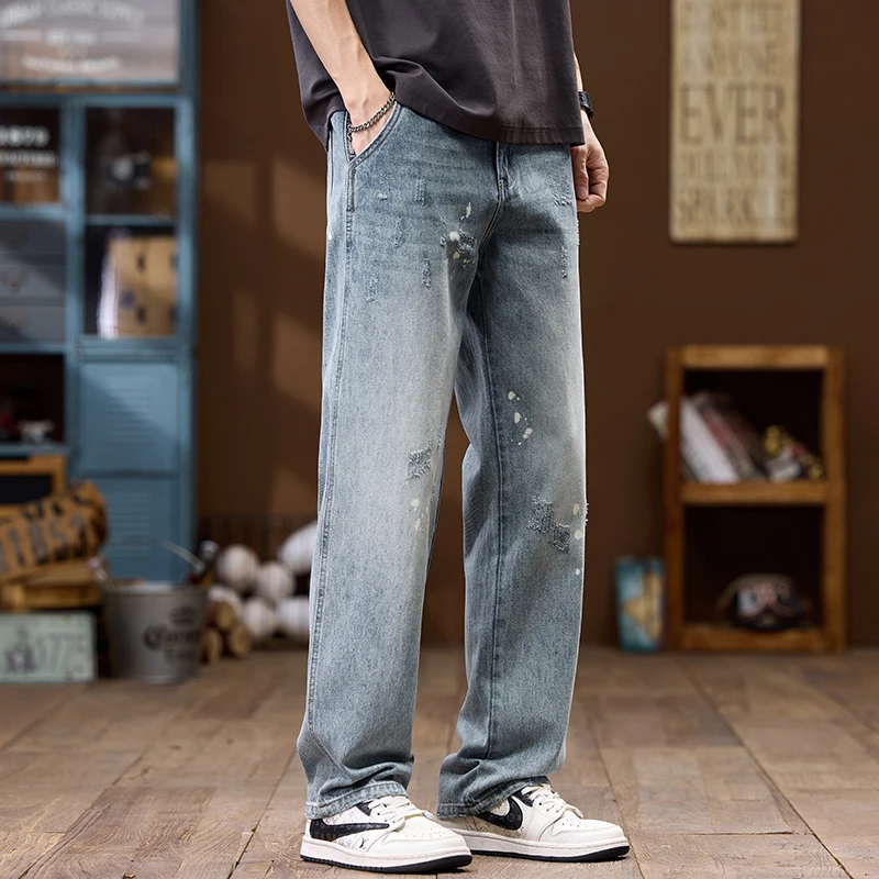 2025 New Summer Jeans Trendy Loose Straight Casual Versatile Long Pants cargo pants mens jeans streetwear pants for men