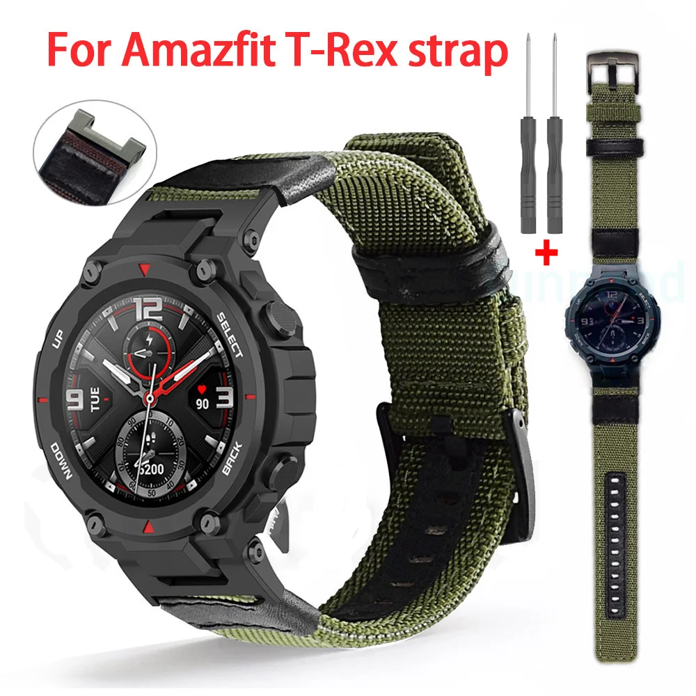 Pulseira de lona de náilon para huami amazfit t-rex 2 pulseira de esportes banda de relógio inteligente para xiaomi amazfit t-rex 2 rex t rex pro